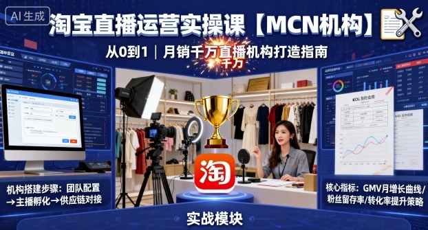 淘宝直播运营实操课【MCN机构】，从0到1做一家月销千W的直播机构-副业宝典