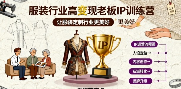 服装行业高变现老板IP训练营，让服装定制行业更美好-副业宝典