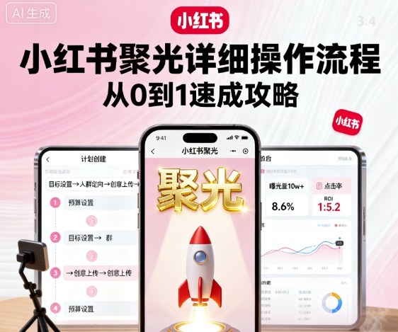 小红书聚光详细操作流程，小红书聚光从0到1速成攻略-副业宝典