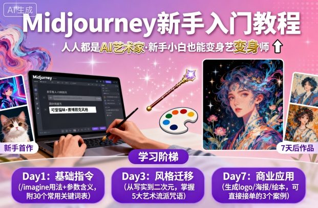 midjourney新手入门教程：人人都是AI艺术家，新手小白也能变身艺术大师-副业宝典