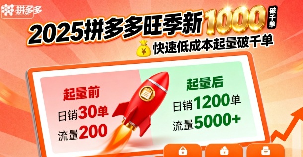 2025拼多多旺季新老店铺——快速低成本起量破千单-副业宝典