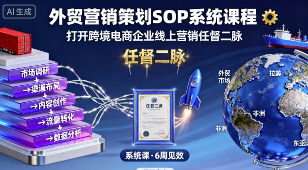 外贸营销策划SOP系统课程，打开跨境电商企业线上营销任督二脉-副业宝典