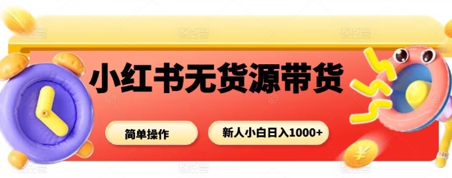 小红书无货源带货项目，简单无脑，新人小白日入多张-副业宝典