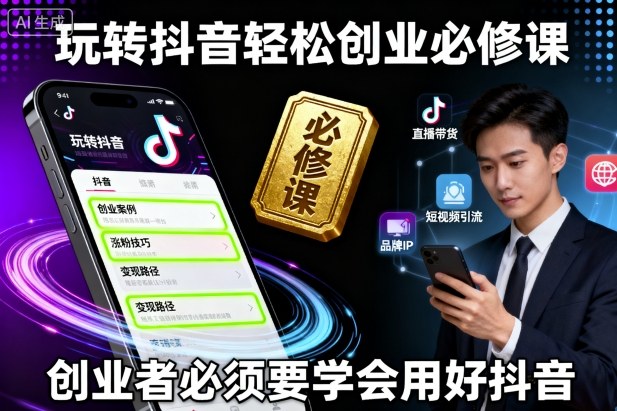 玩转抖音轻松创业必修课，创业者必须要学会用好抖音-副业宝典