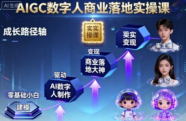 AIGC数字人商业落地实操课，从零基础小白到AI数字人大神-副业宝典