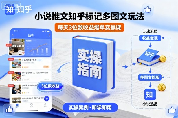 小说推文知乎标记多图文玩法，每天3位数收益爆单实操课-副业宝典