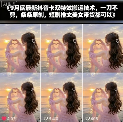 9月底最新抖音卡双特效搬运技术，一刀不剪，条条原创，短剧推文美女带货都可以-副业宝典