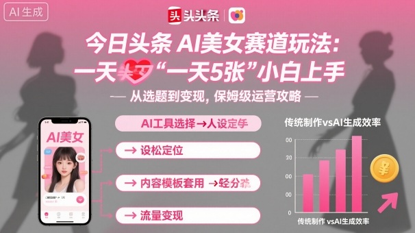 今日头条AI美女赛道玩法，一天轻松5张，小白轻松上手-副业宝典