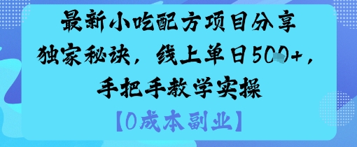 最新小吃配方项目分享独家秘诀，线上单日5张，手把手教学实操-副业宝典