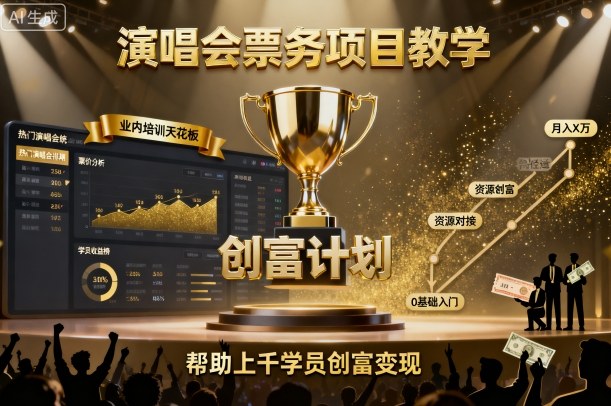 演唱会票务项目教学，业内培训天花板，帮助上千学员创富变现(更新)-副业宝典