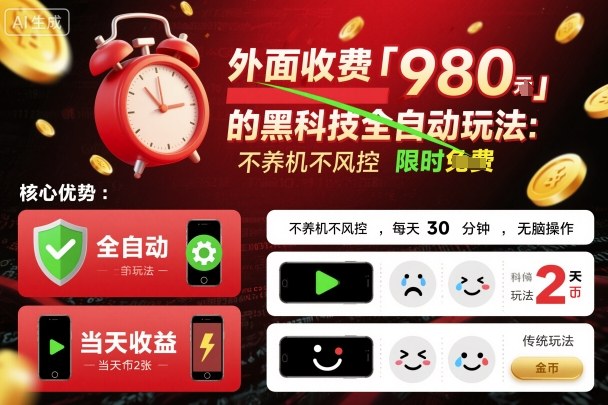 外面收费980的黑科技全自动玩法，不养机不风控，每天30分钟，无脑操作，当天收益2张【揭秘】-副业宝典