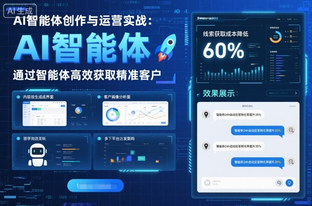 AI智能体创作与运营实战，实体门店通过智能体高效获取精准客户-副业宝典