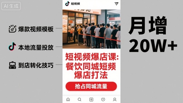 短视频爆店课，餐饮同城短视频爆店打法-副业宝典