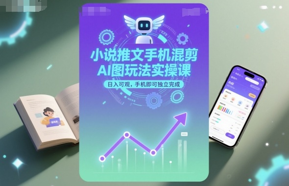 小说推文手机混剪AI图玩法实操课，日入可观，手机即可独立完成-副业宝典