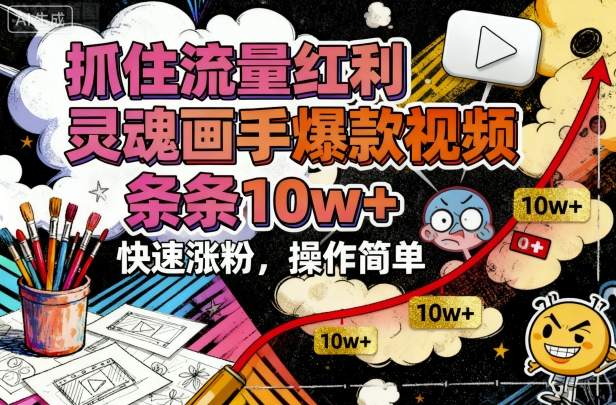 抓住流量红利，灵魂画手爆款视频，条条10w+，快速涨粉，操作简单-副业宝典
