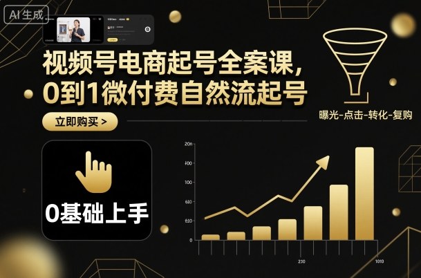 视频号电商起号全案课，0到1微付费自然流起号-副业宝典