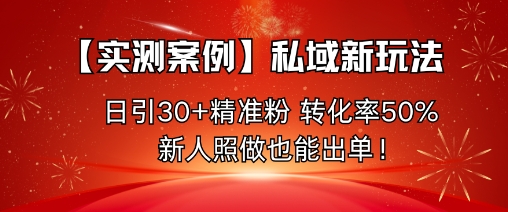 【实测案例】私域新玩法，日引30+精准粉，转化率50%，新人照做也能出单！-副业宝典
