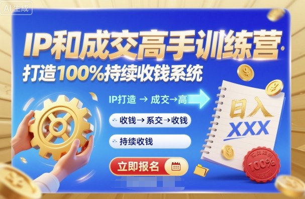带你成为IP和成交高手的训练营，打造100%持续收钱系统-副业宝典