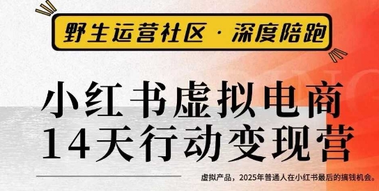 小红书虚拟电商14天变现训练营3.0，​虚拟产品，2025年普通人在小红书最后的搞钱机会-副业宝典