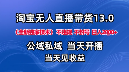 淘宝无人直播13.0，公域私域技术，不封号，不违规布局下半年旺季赛道，日入1K+(独家技术)【揭秘】-副业宝典