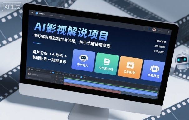 AI影视解说项目，电影解说爆款制作全流程，新手也能快速掌握-副业宝典