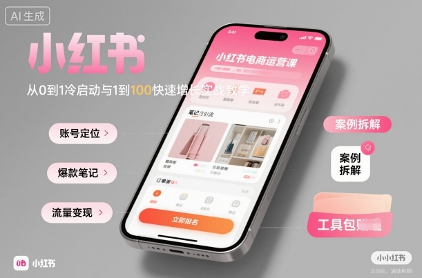 小红书电商运营课：从0到1冷启动与1到100快速增长实战教学-副业宝典