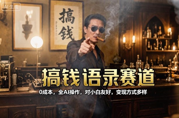 搞钱语录赛道，0成本，全AI操作，对小白友好，变现方式多样-副业宝典