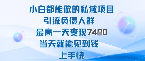 2025年小白都能做的私域项目引流负债人群最高一天变现1k+高变现难度低当天就能见到钱上手快-副业宝典