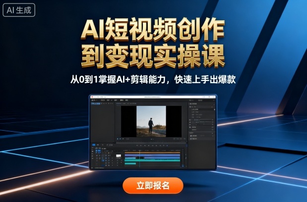 AI短视频创作到变现实操课，从0到1掌握AI+剪辑能力，快速上手出爆款(更新10月)-副业宝典