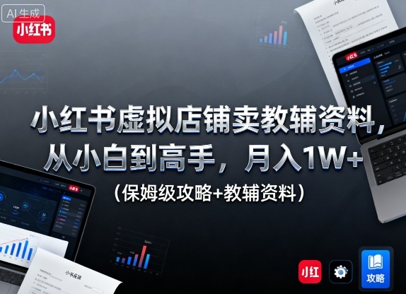 小红书虚拟店铺卖教辅资料，从小白到高手，月入1W+(保姆级攻略+教辅资料)-副业宝典