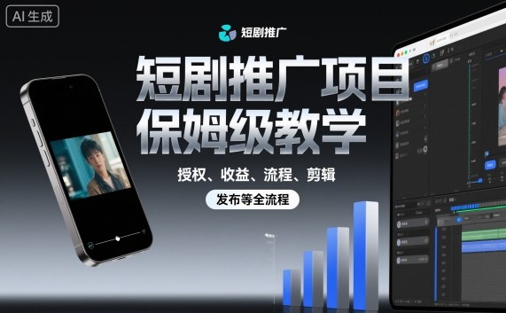 短剧推广项目保姆级教学，授权、收益、流程、剪辑，发布等全流程-副业宝典