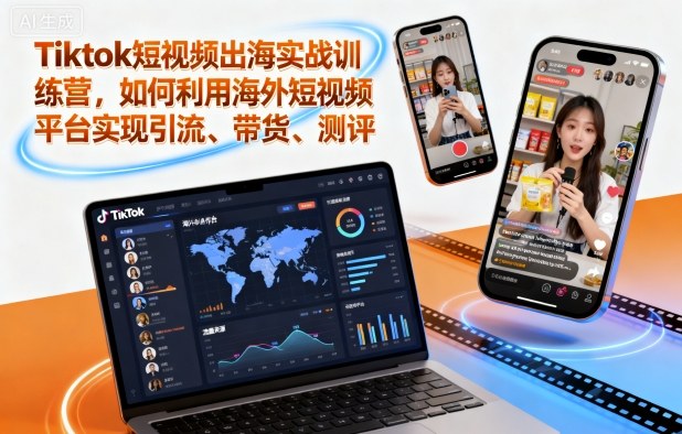 Tiktok短视频出海实战训练营，如何利用海外短视频平台实现引流、带货、测评-副业宝典
