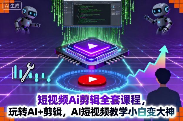 短视频Ai剪辑全套课程，玩转AI+剪辑，AI短视频教学小白变大神-副业宝典