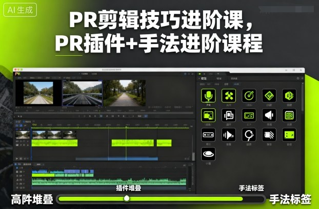 PR剪辑技巧进阶课，PR插件+手法进阶课程-副业宝典