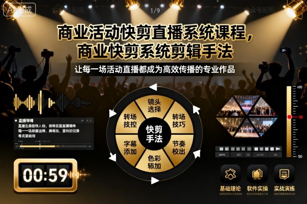 商业活动快剪直播系统课程，商业快剪系统剪辑手法-副业宝典