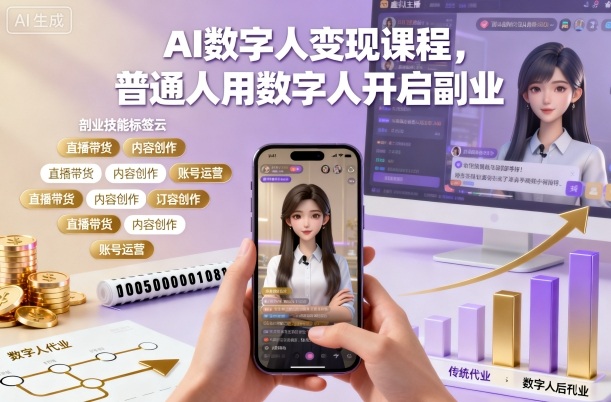 AI数字人变现课程，普通人用数字人开启副业-副业宝典