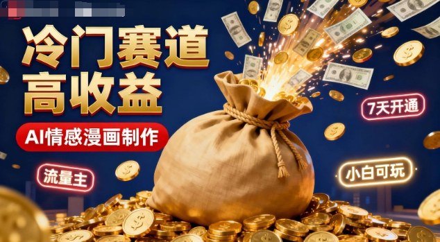 公众号冷门赛道，用AI做情感漫画，7天开通流量主，操作简单，小白可玩-副业宝典