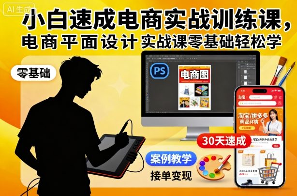 小白速成电商实战训练课，电商平面设计实战课零基础轻松学-副业宝典