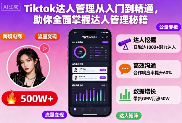 Tiktok达人管理从入门到精通，助你全面掌握达人管理秘籍-副业宝典