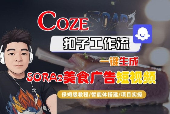 Coze扣子智能体工作流一键生成“SORA2美食广告“短视频，全流程保姆级教学-副业宝典