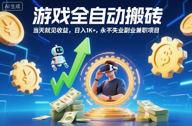游戏全自动搬砖，当天就见收益，日入1K+，永不失业副业兼职项目【揭秘】-副业宝典