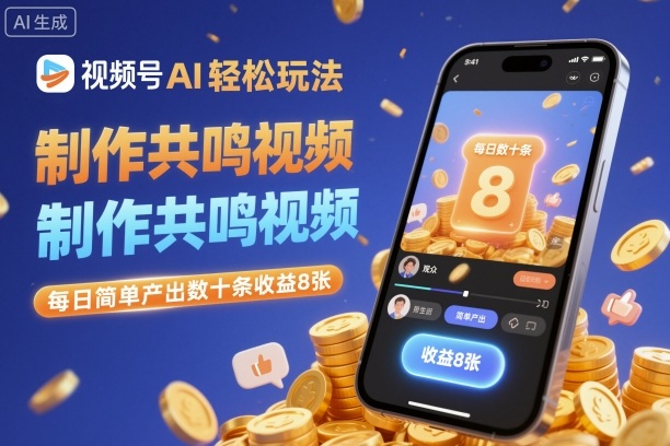 视频号AI轻松玩法，制作共鸣视频，每日简单产出数十条收益8张-副业宝典