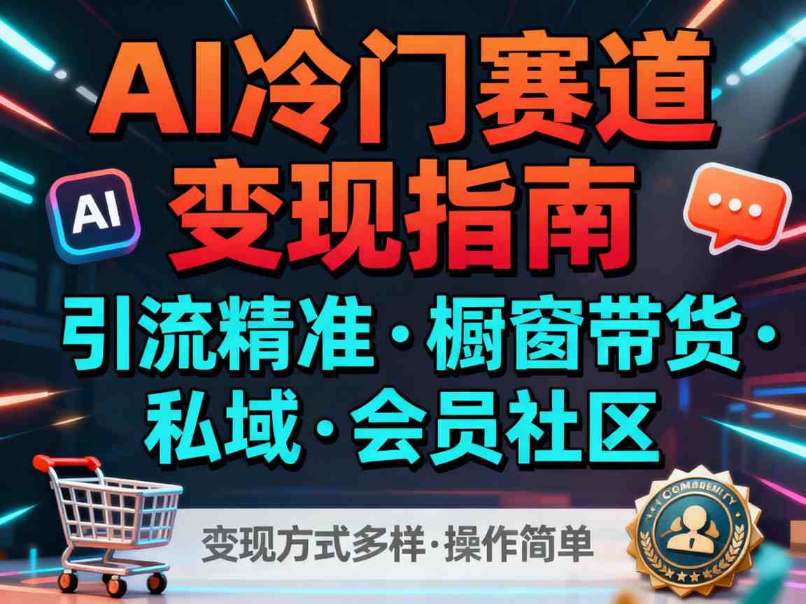 AI冷门赛道，引流精准，橱窗带货+私域+会员社区，变现方式多样，操作简单-副业宝典