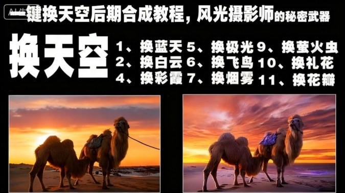 一键换天空后期合成教程，风光摄影师的秘密武器-副业宝典