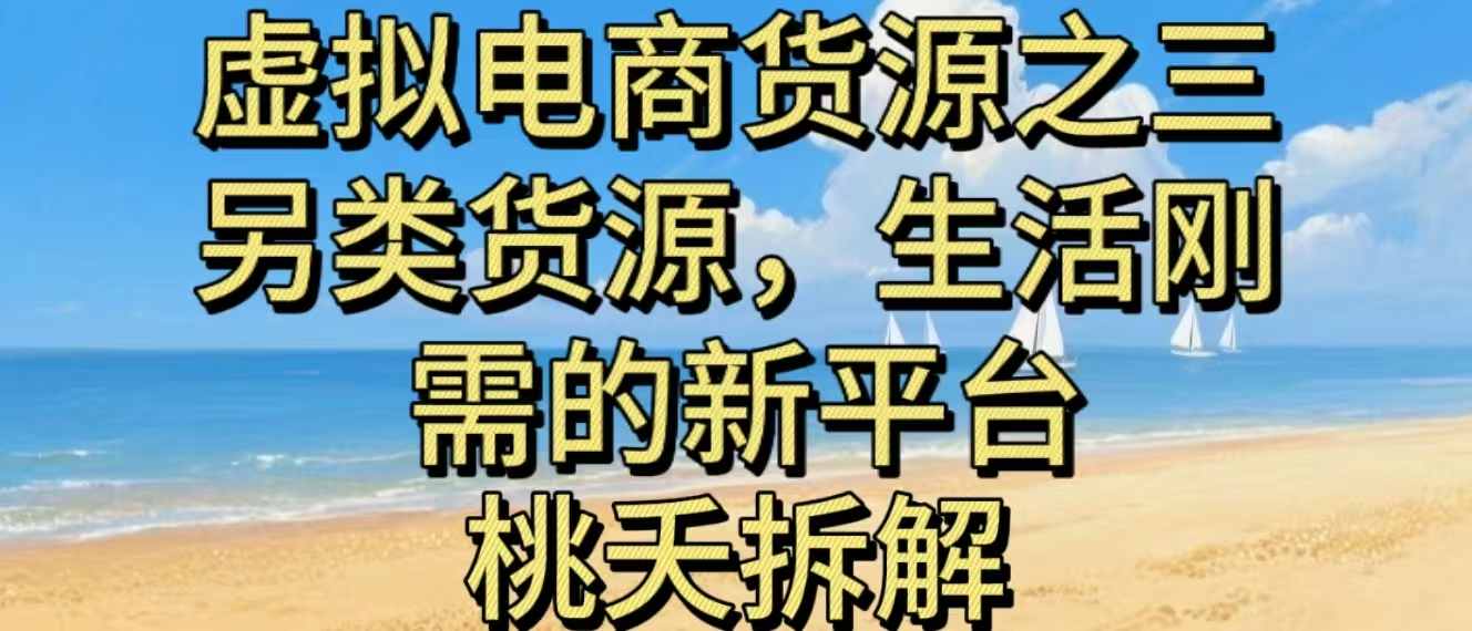 虚拟电商之三另类的货源，生活刚需的新平台-副业宝典