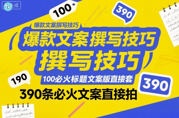 爆款文案撰写技巧，100个必火标题文案模版直接套，390条必火文案直接拍-副业宝典