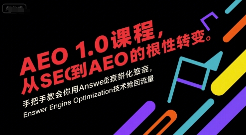 AEO 1.0 课程，从SEO到AE0的基命性转变，手把手教会你用AnswerEngineOptimization技术抢回流量(更新)-副业宝典