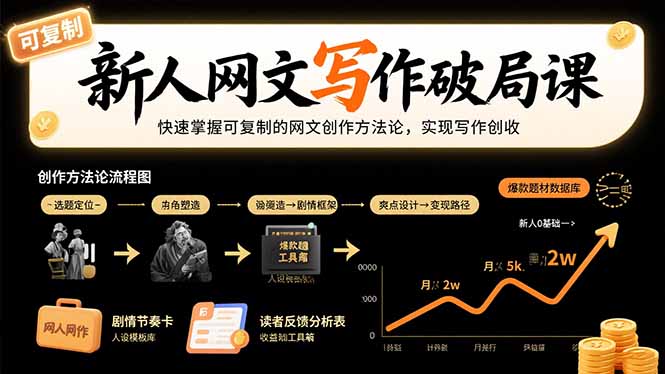新人网文写作破局课：快速掌握可复制的网文创作方法论，实现写作创收-副业宝典