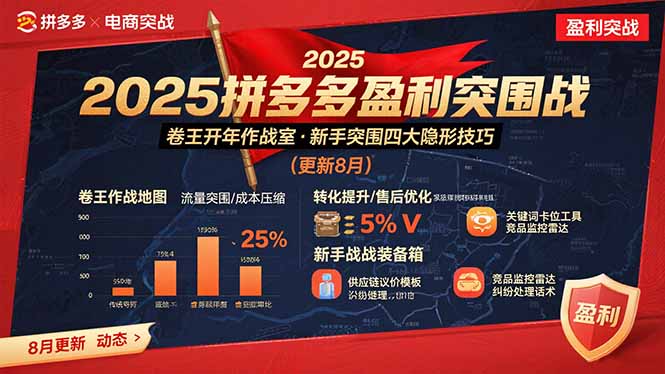 2025拼多多盈利突围战：卷王开年作战室，新手突围四大隐形技巧(更新8月-副业宝典