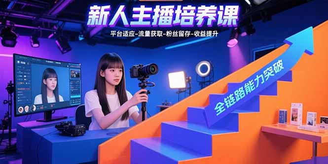新人主播培养课：平台适应-流量获取-粉丝留存-收益提升 全链路能力突破-副业宝典